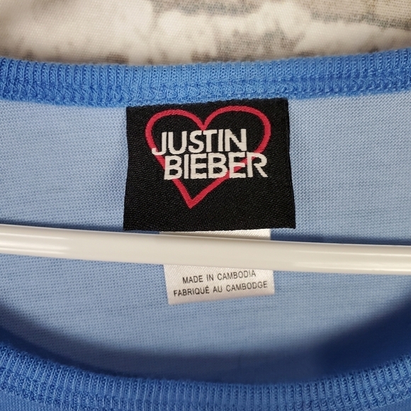 Justin Bieber Crew Neck Tee Baby Blue  Graphic Medium 10/12 Official - Picture 3 of 9